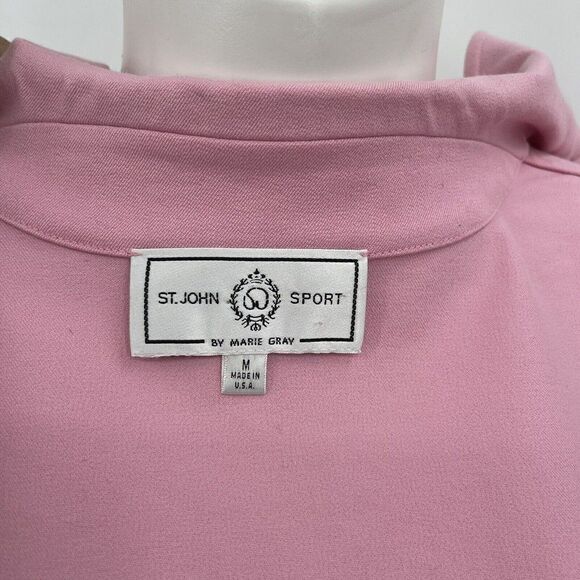 St john Sport womans pink jacket Medium lenght button up collar BoxM - Picture 7 of 8